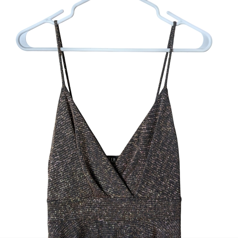 Akira Romper Elegant Black Gold Sparkly Women's Faux Dress Size Medium Glittery - Picture 2 of 10